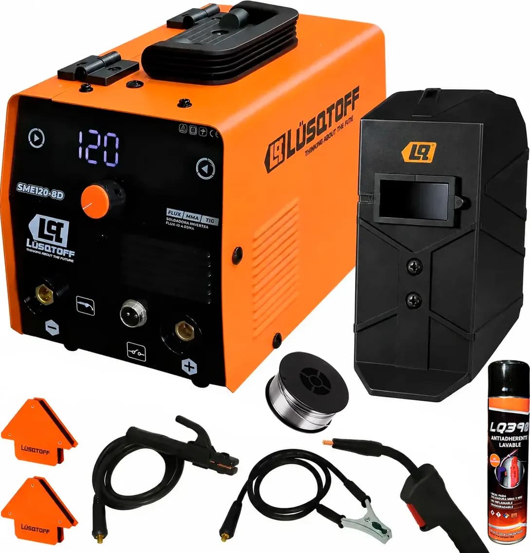 Soldadora Inverter Mig Alambre Flux Lusqtoff + Antiadherente Naranja/negro