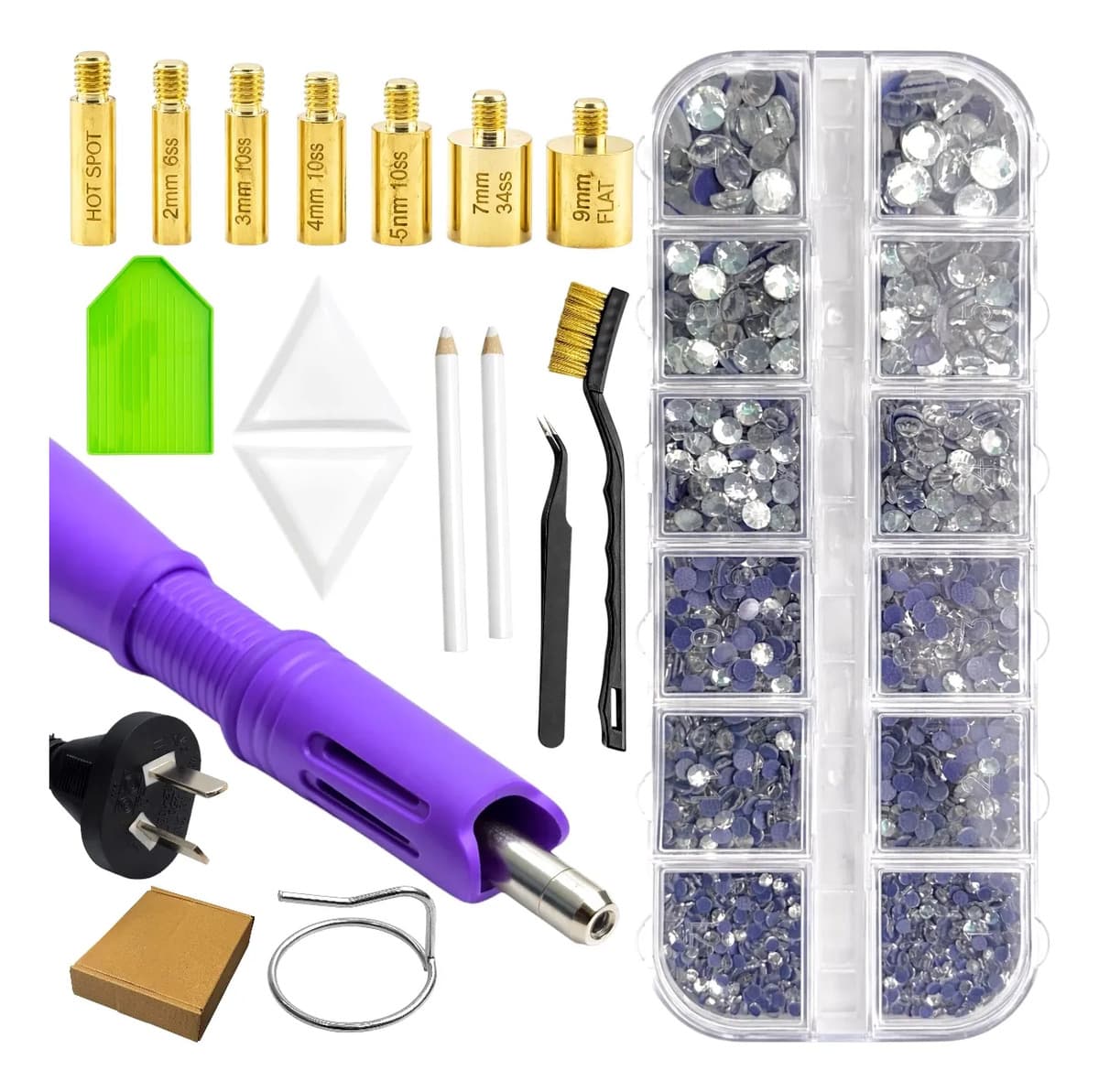 Aplicador De Strass Hotfix + Piedras + Accesorios New Bip Violeta