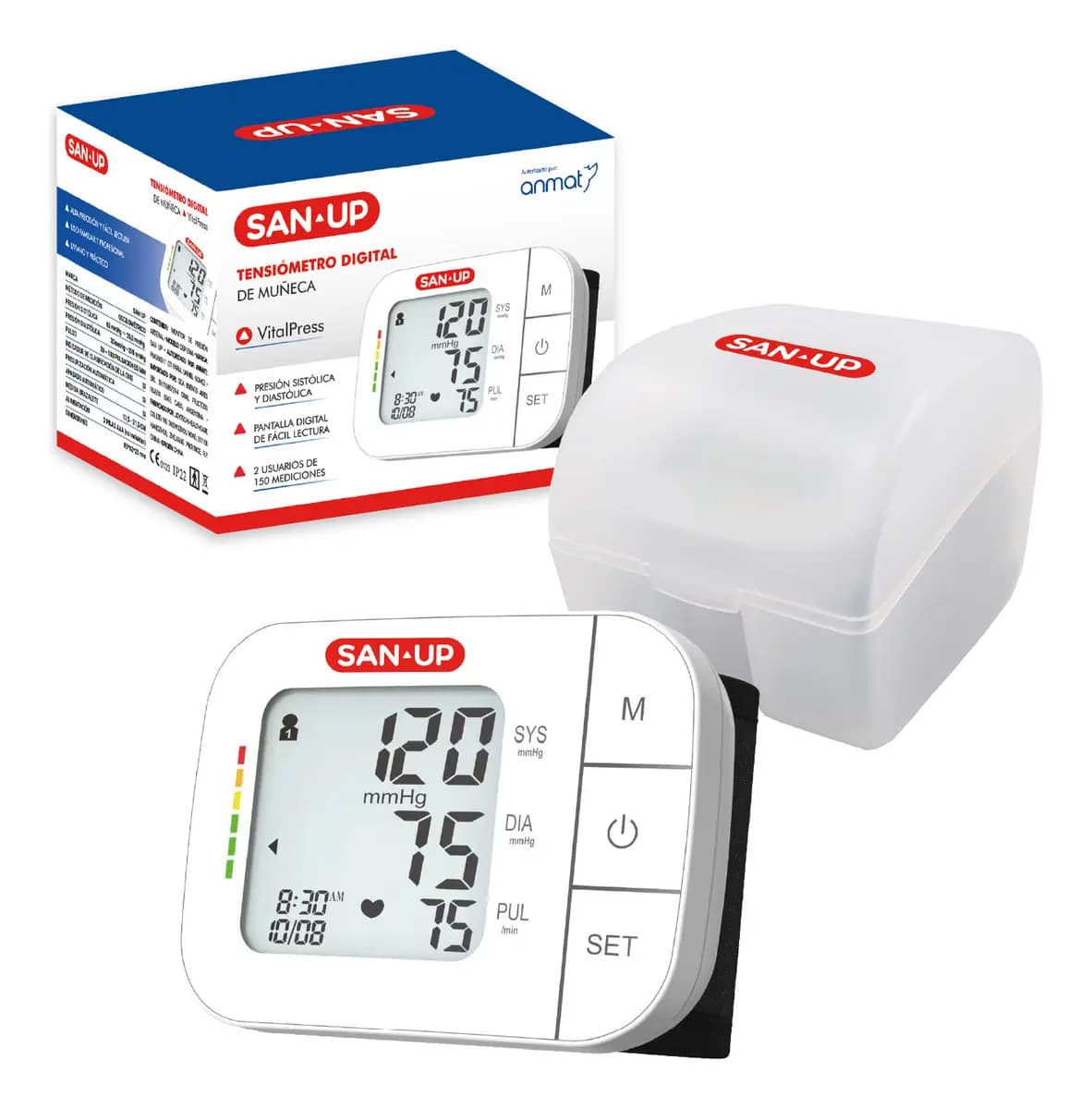 Tensiómetro Digital De Muñeca San-up Vitalpress Con Medición Automática Blanco