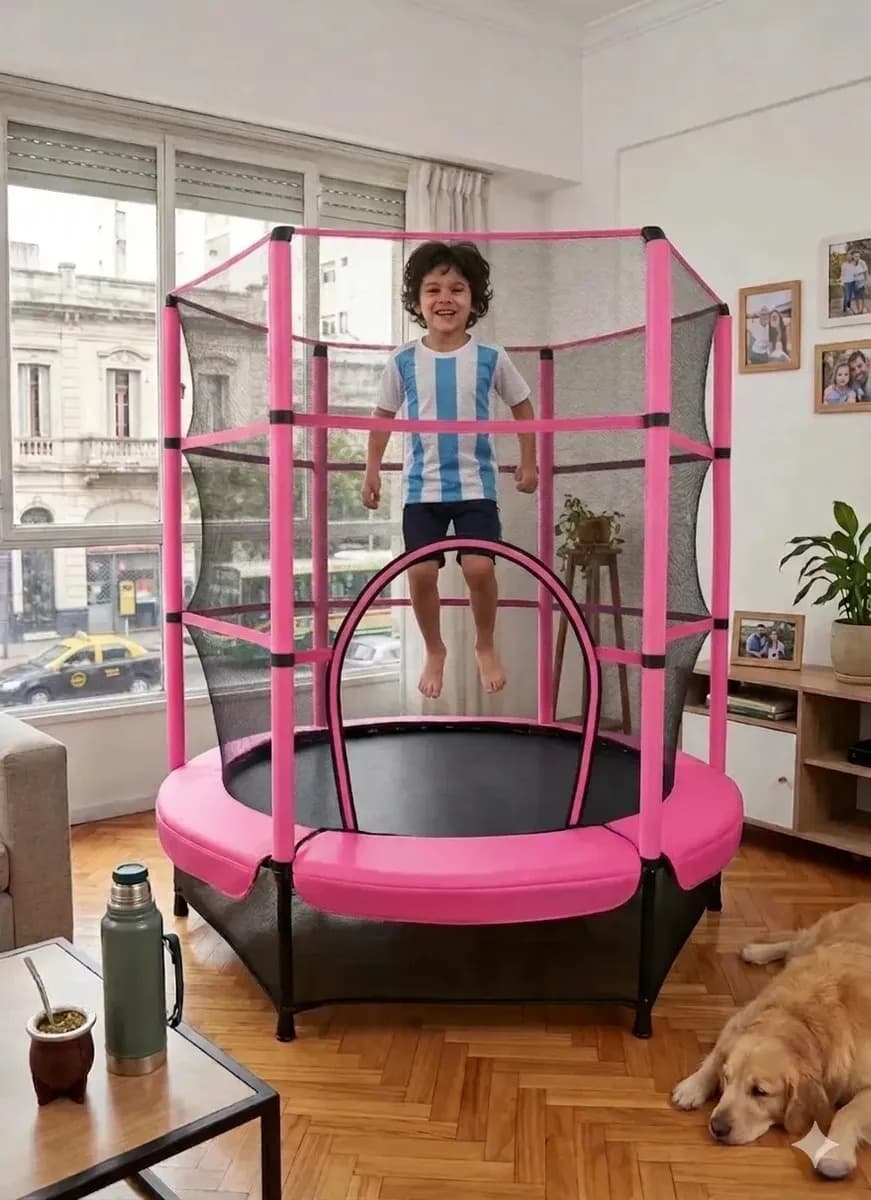 Cama Elástica Newtek Cama Infantil Rosa 1.40