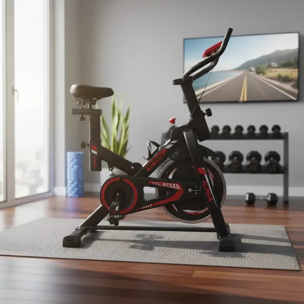 Bicicleta Fija Alpina 5.1 Profesional Spinning Monoshock 13 Kg Con App Bluetooth
