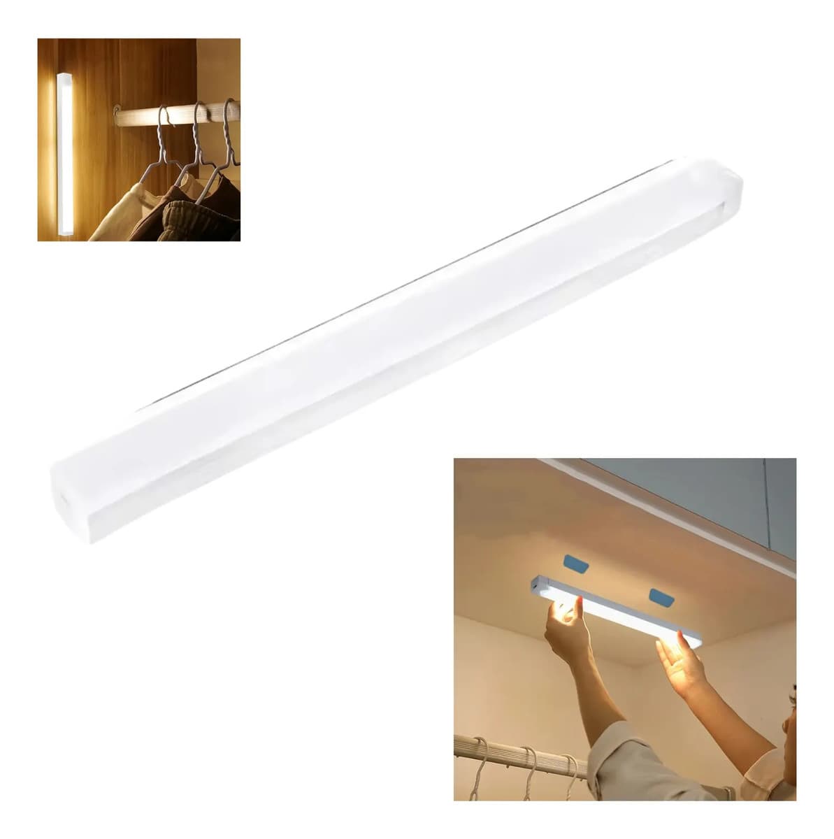 Barra Luz Led 50cm Recargable Sensor Mov Bajo Alacena Cocina Blanco