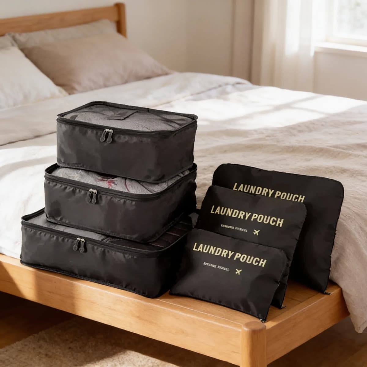 Set Organizador De Ropa Valija Viaje De 6 Bolsas Con Cierre