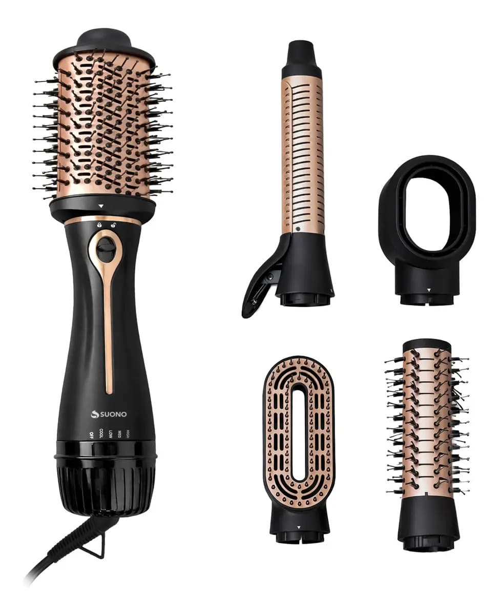 Cepillo Secador Modelador Alisador Suono 5 Cabezales 5 En 1 Rosa/negro