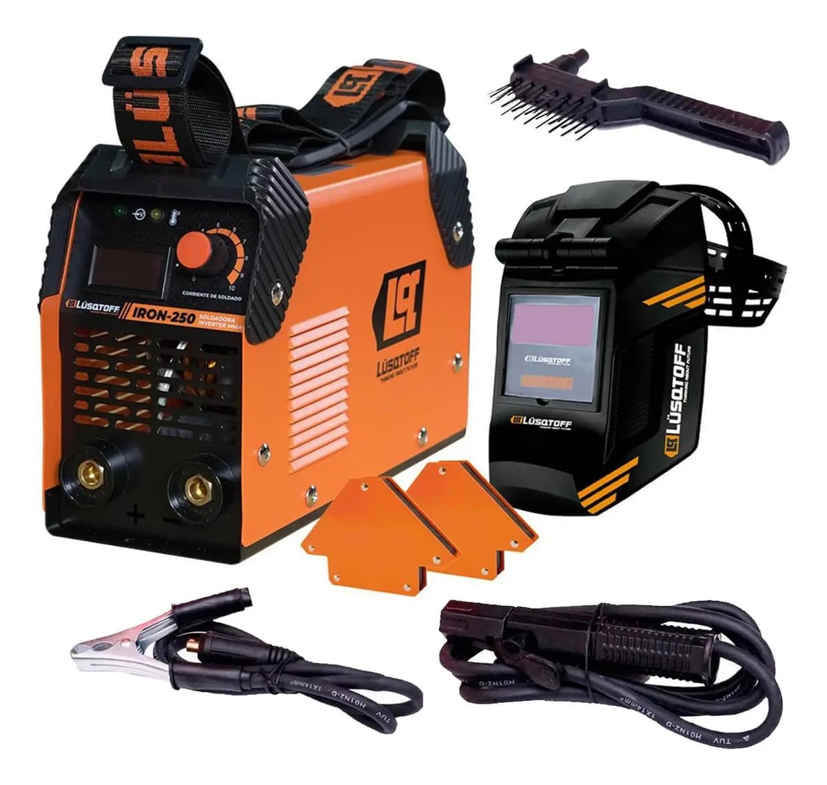 Soldadora Inverter Lusqtoff Megairon250 180a + Mascara + Kit Naranja/negro