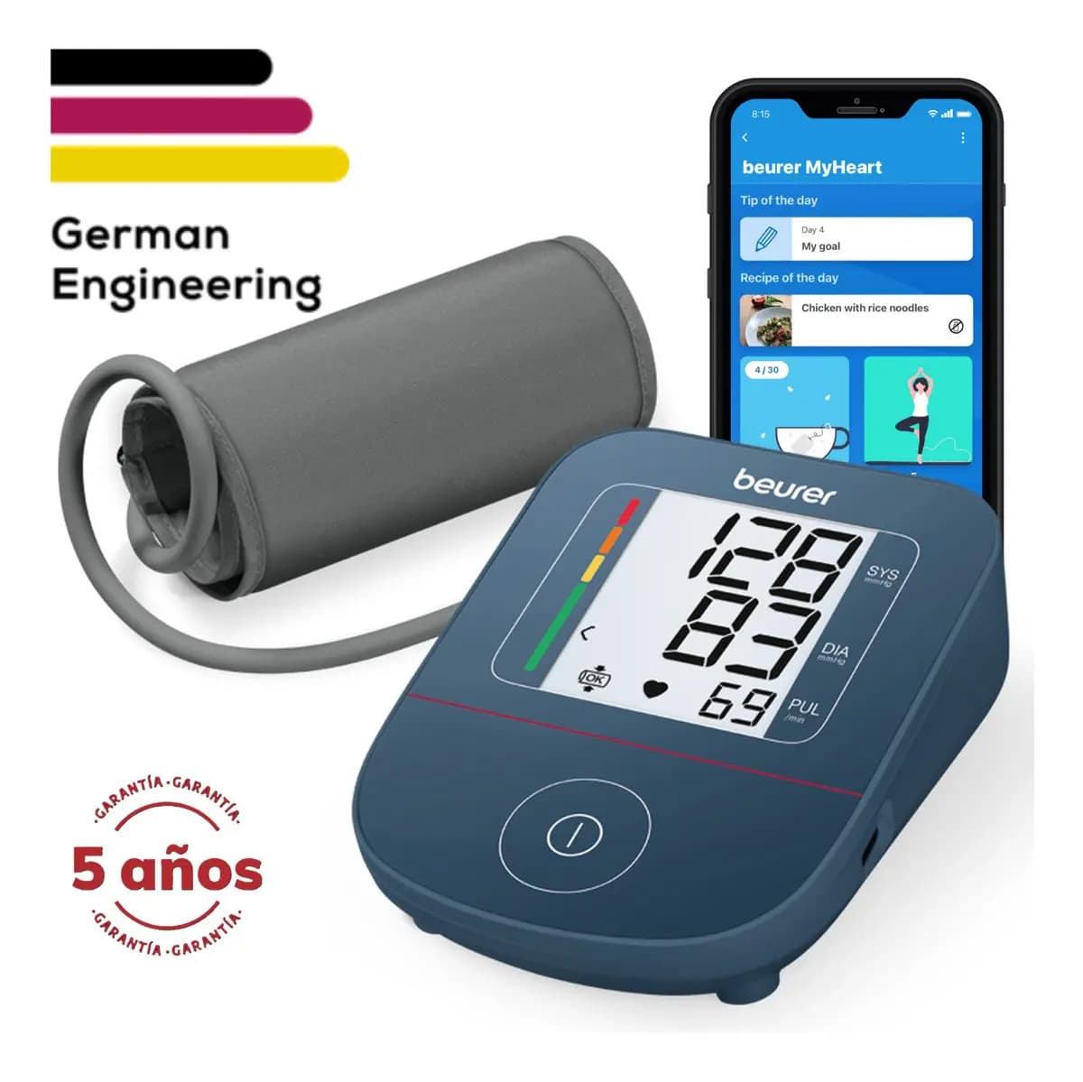 Tensiómetro Digital De Brazo Automático Presión Arterial Usb Beurer Bm 25 Azul Marino