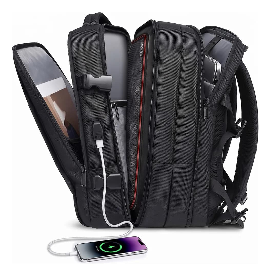 Mochila Viagem Feminina Masculina Impermeable Y Duradero Negro Liso