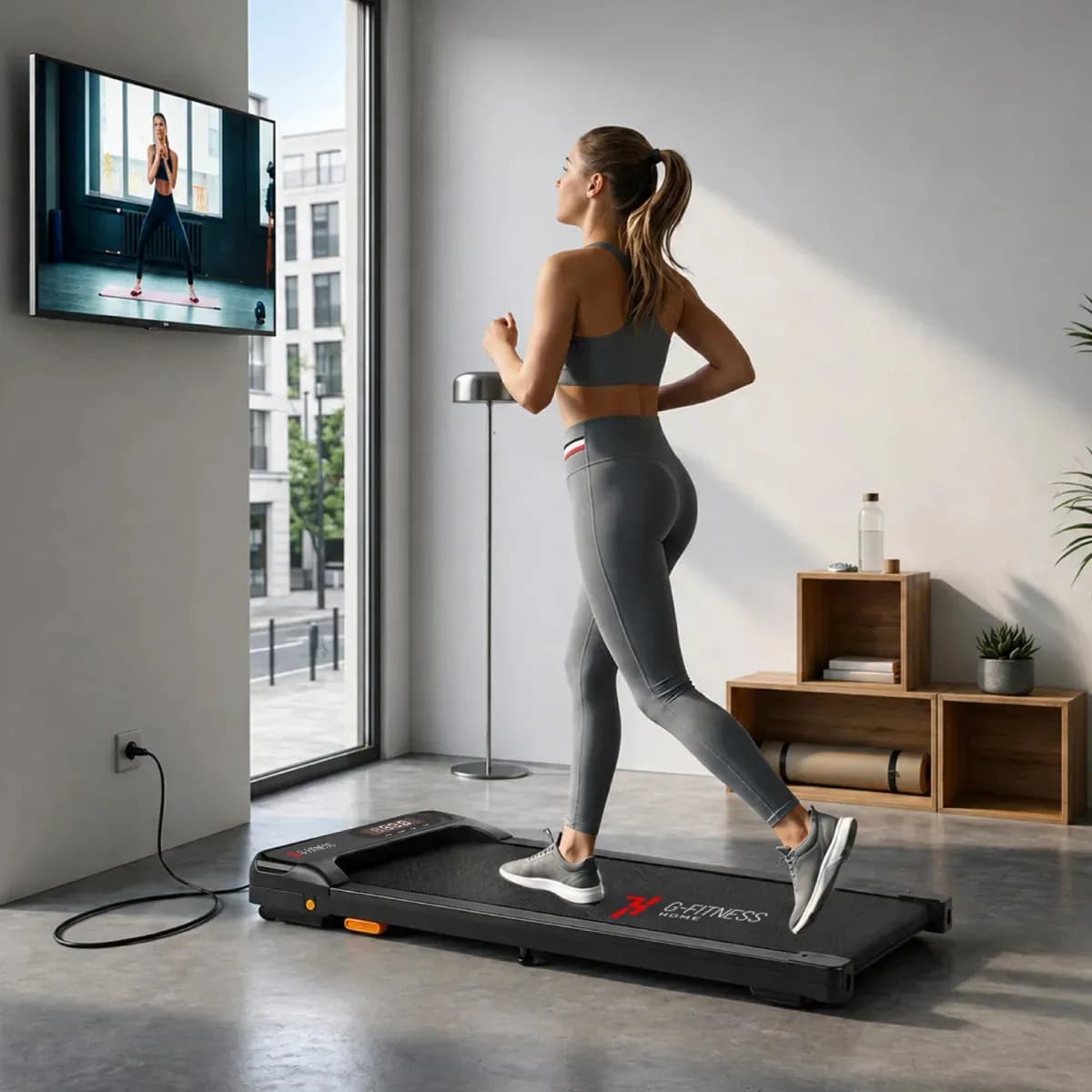 Caminadora Walking Pad G-fitness 1 Hp 6km 2 Niveles Inclinación Control Remoto 100kg