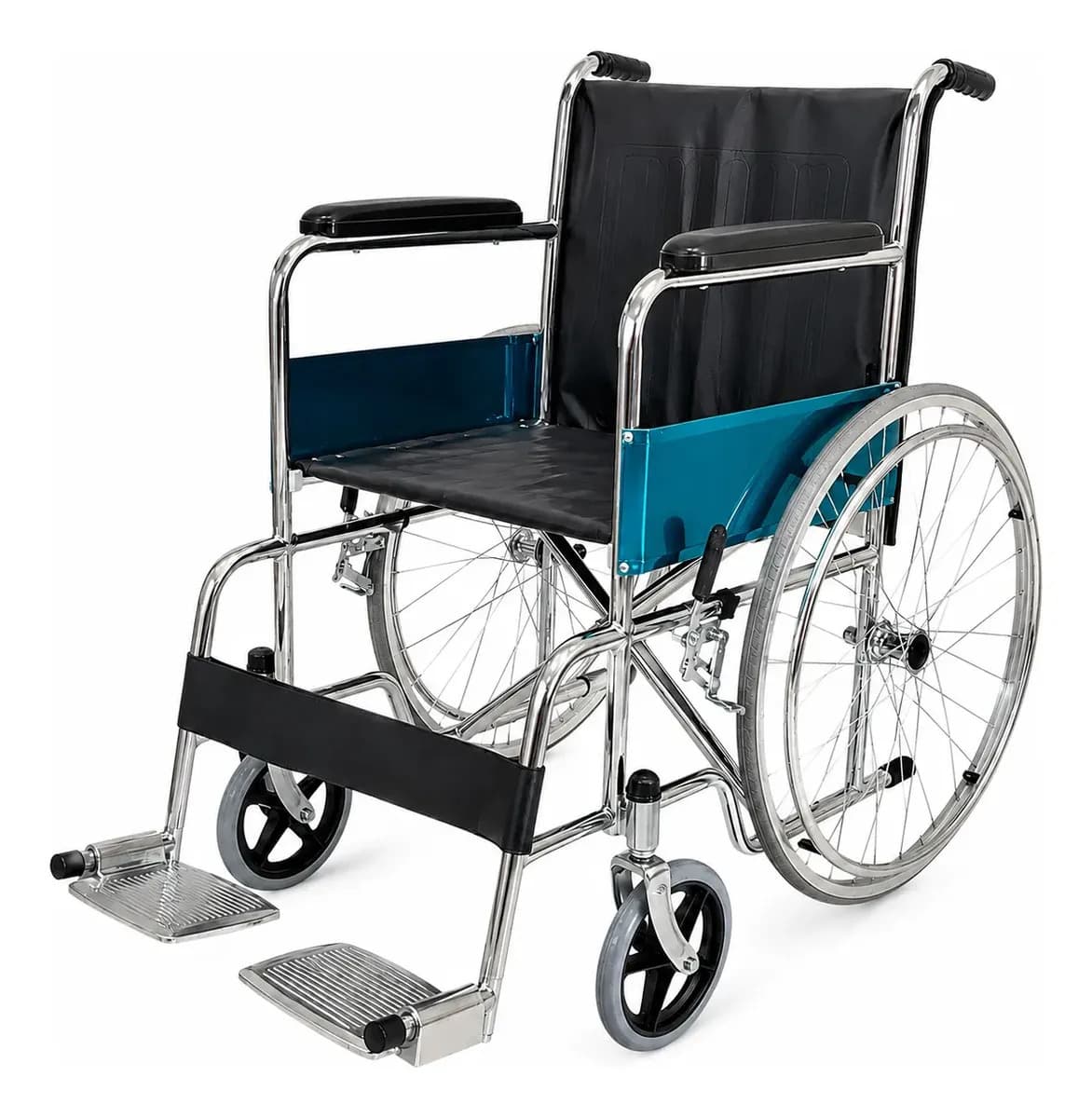 Silla De Ruedas Mugi 46cm Acero Cromado Hasta 100kg Plegable