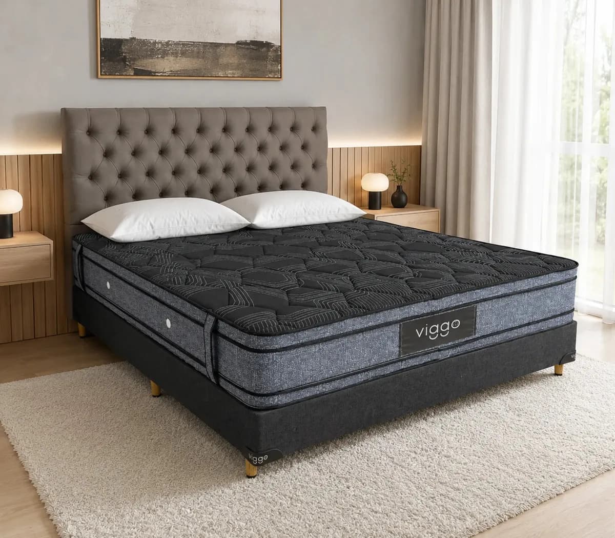 Sommier Viggo Magnum 140x190 Cm 300 Kg Alta Densidad Negro