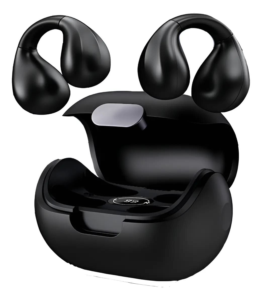 Auriculares Trymiss M8 De Clip Bluetooth 5.4 Open-ear Con Micrófono Y Pantalla Led Negro