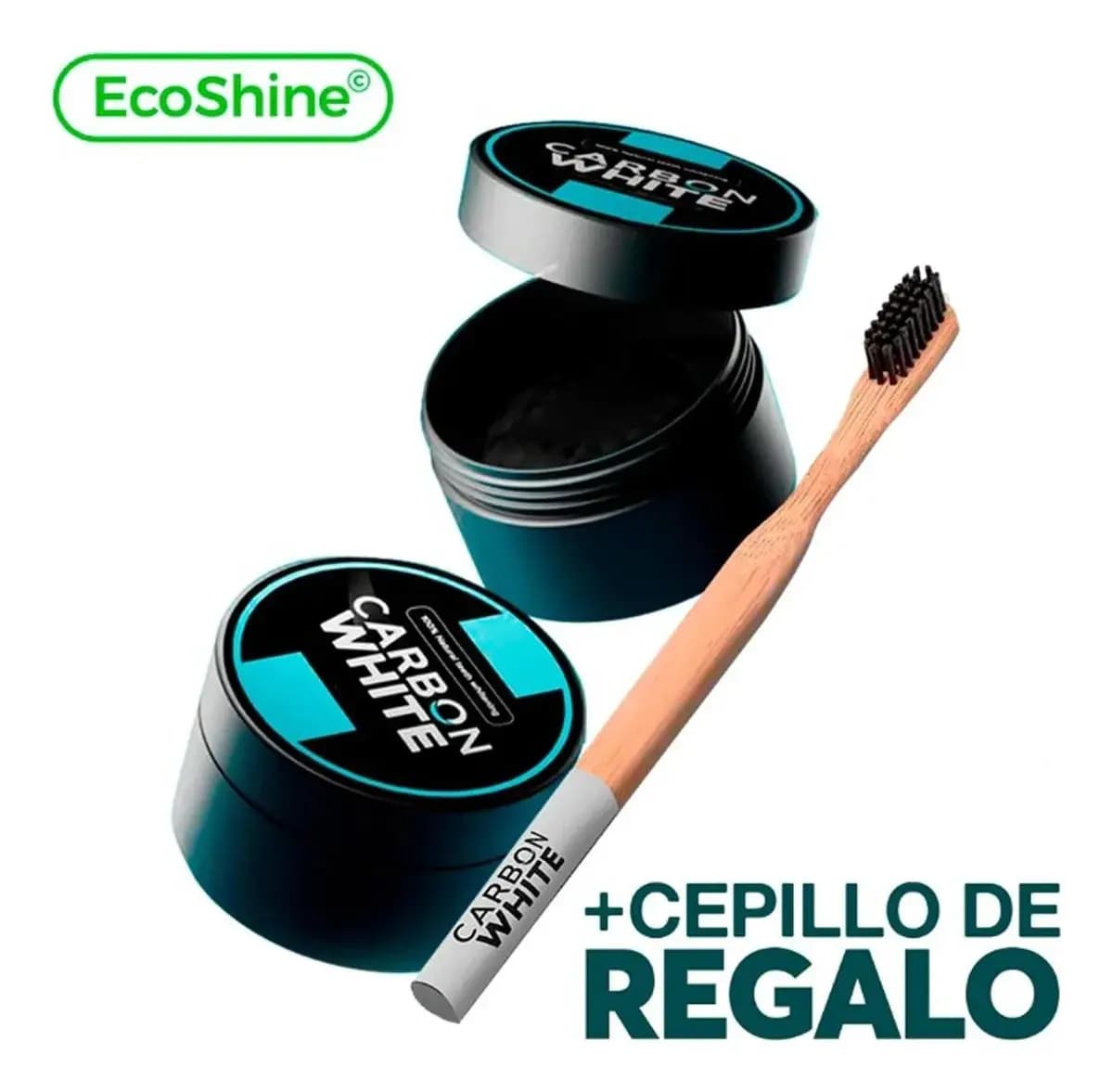 Blanqueador Dental Carbon White Pack X2 + Cepillo Bambu