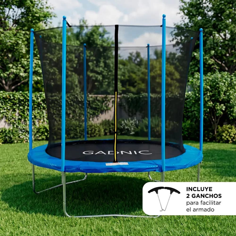 Cama Elastica Gadnic 1,82m 100kg Ideal Niños Red Protección estructura acero Azul