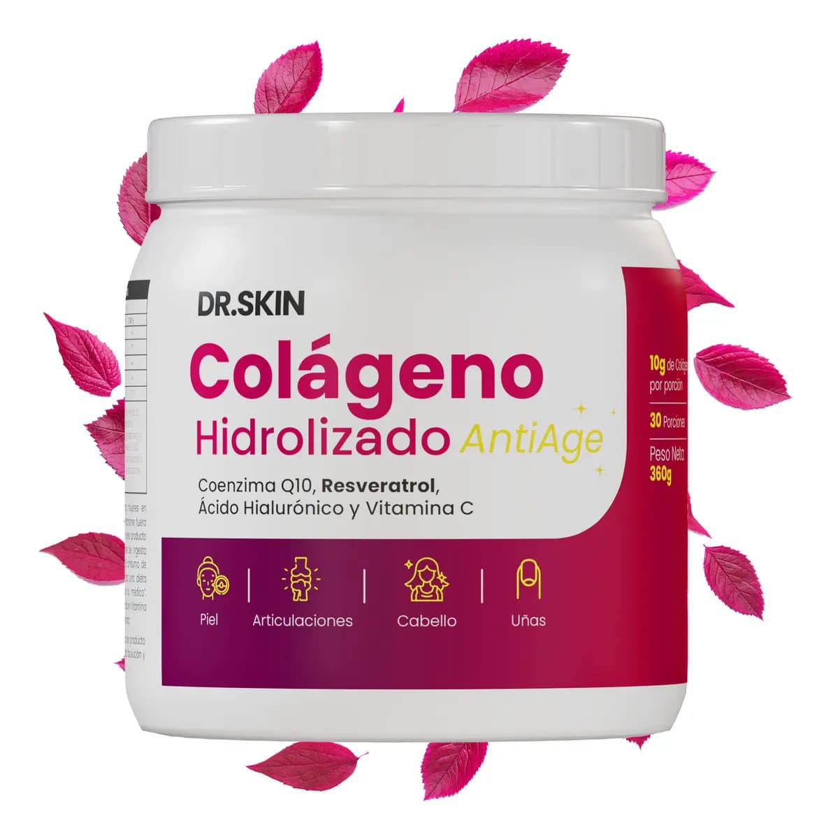 Colageno Hidrolizado Polvo + Resveratrol | Antiage Mix | Pote 360g Sabor Naranja Dr Skin