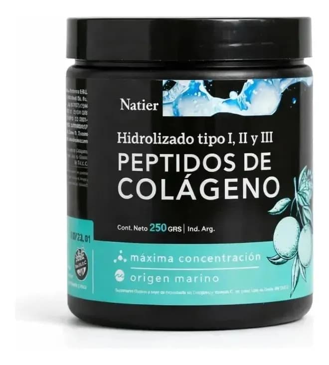 Peptido De Colágeno Hidrolizado Natier En Polvo Para Articulaciones Y Piel, 250 G Sin Sabor