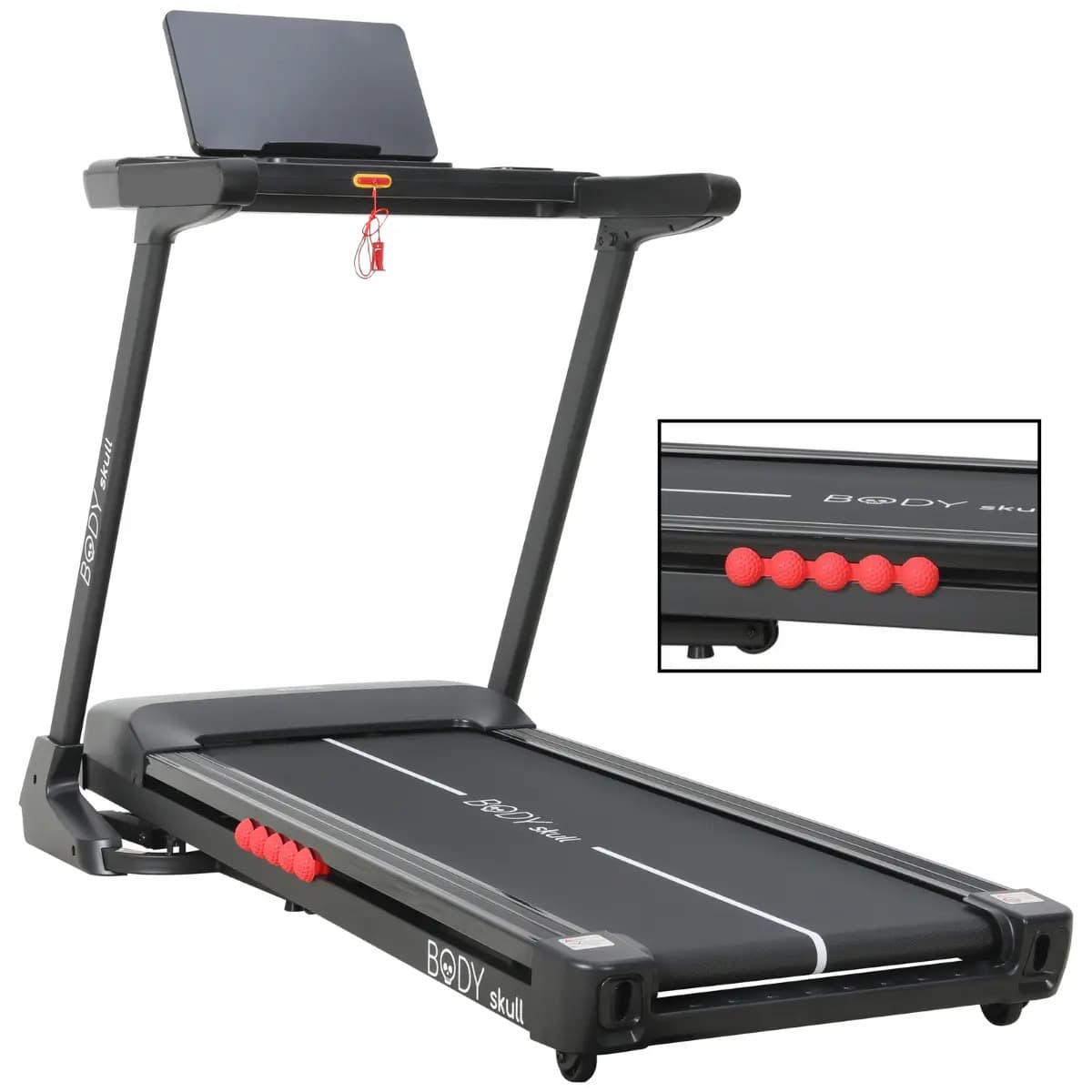 Cinta Caminadora Eléctrica Body Skull - Velocidad 20 Km/h - Inclinación Automática 18 Niv - Superficie 1350x490 Mm - Usuarios 160 Kg - Con Amortiguación 12 Sistema Anti Shock - Plegable - Bt
