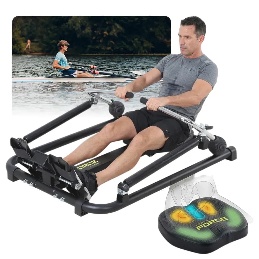 Maquina De Remo Profesional Force By Gadnic Monitor Lcd 12 Niveles Resistencia 120 Kg Soporte Asiento Acolchado