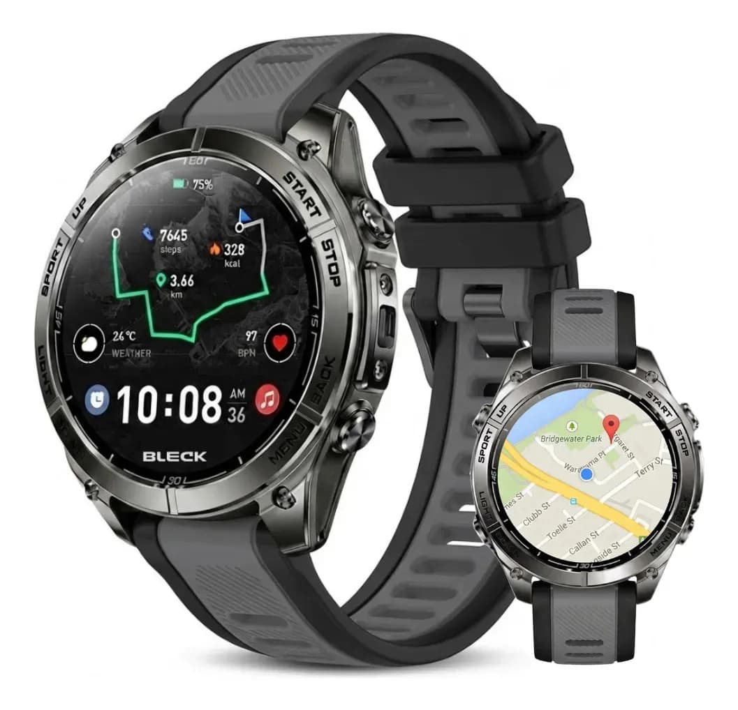 Smartwatch Bleck Halo Gps Mapas Offline Sumergible Hombre Negro Doble Malla