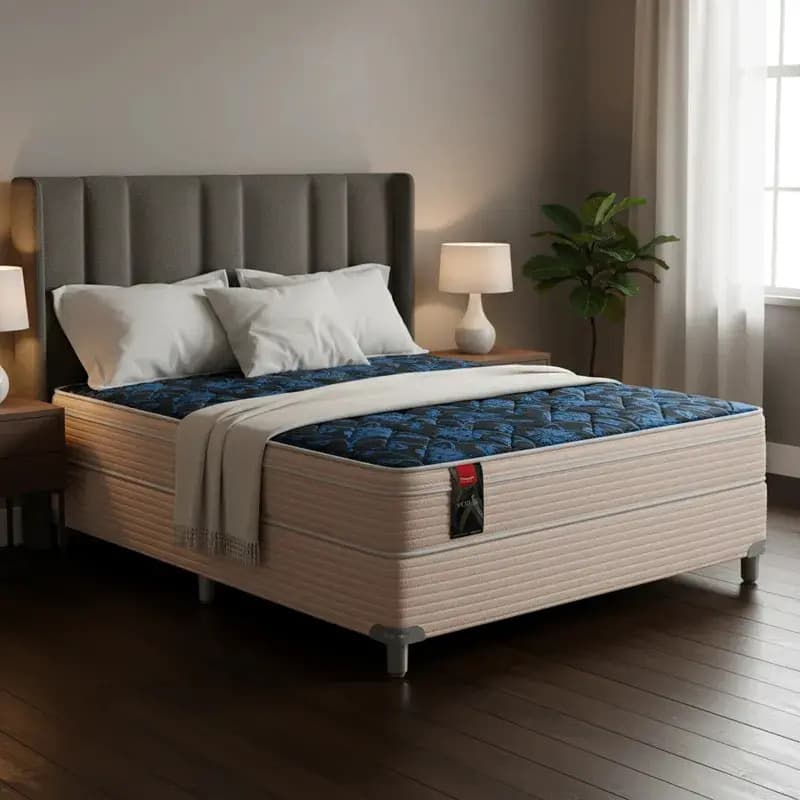 Colchón Sommier Springwall Mcb 115 2 Plazas 190x140 Color Beige/Azul