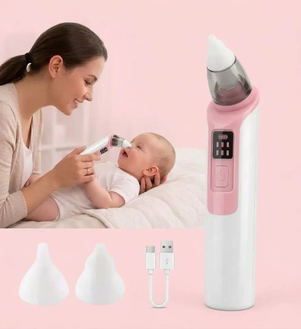 Aspirador Nasal Electrico Portatil Para Bebes,usb Recargable Rosa Pálido