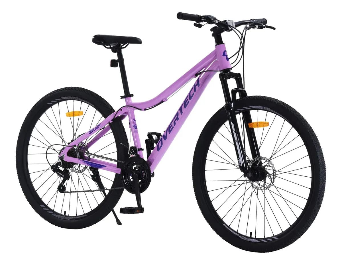 Bicicleta Mtb Overtech Q6 Lady R29 Aluminio, 21v Con Shimano, Freno A Disco, Con Suspensión, Color Rosa/violeta, Tamaño Del Cuadro S