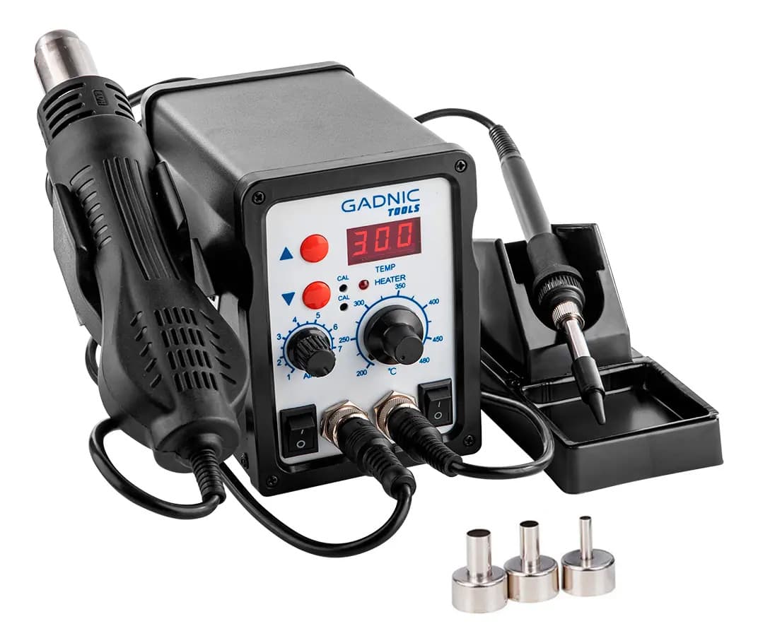 Estación de Soldado Gadnic 878D SMD 370w Aire Caliente Cautín Control PID 3 Boquillas