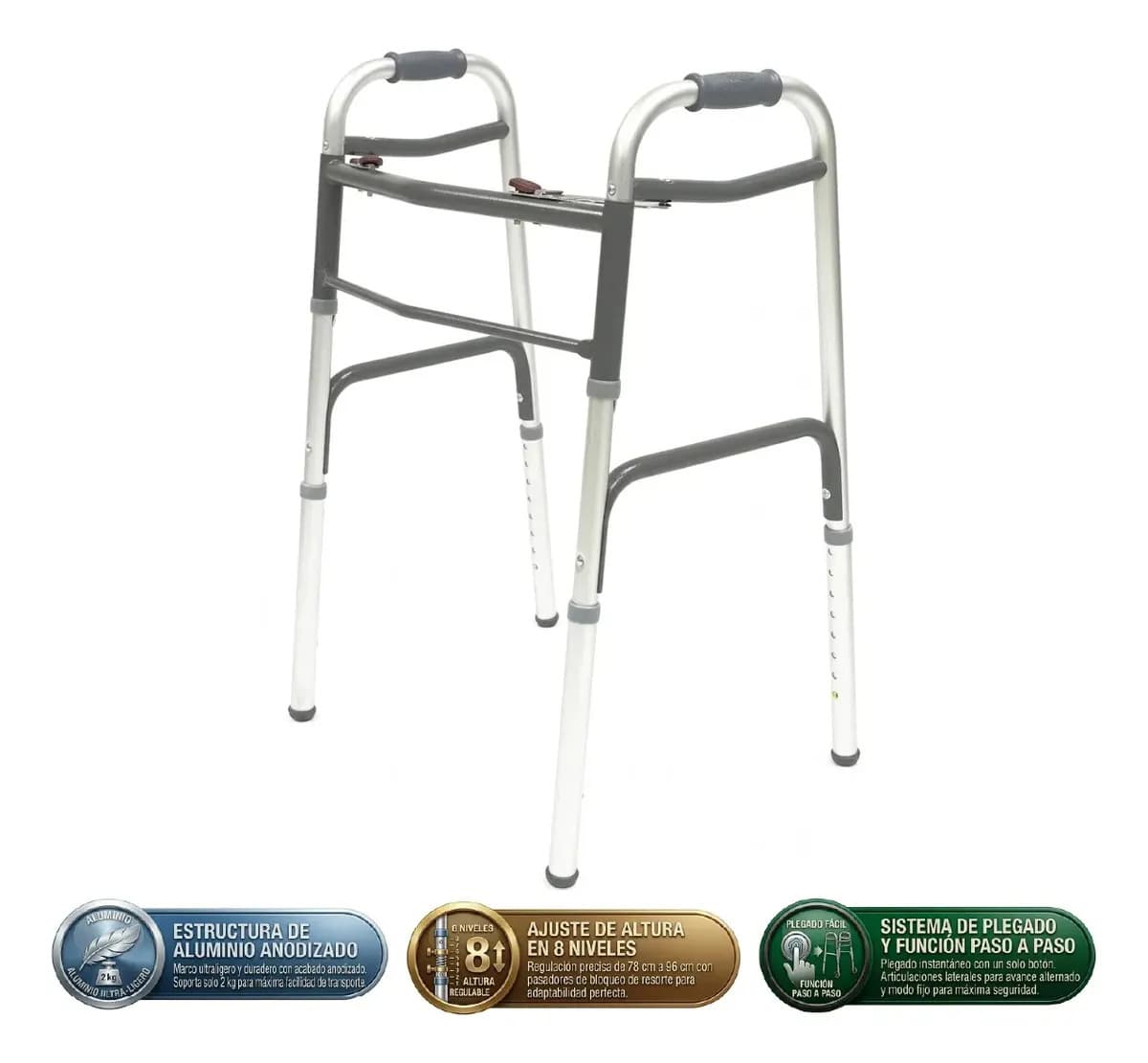 Andador Ortopedico Plegable Reforzado De Aluminio Jl915l Color Gris