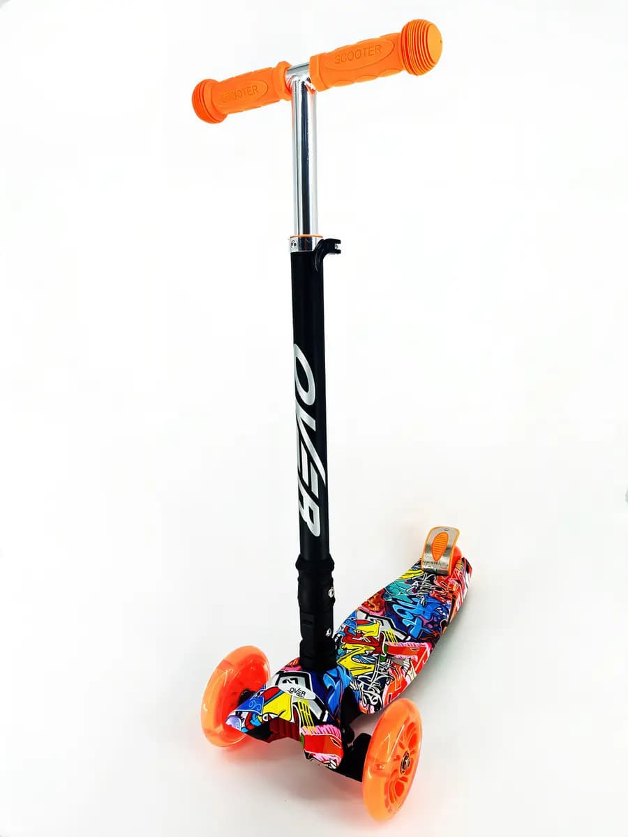 Monopatin Overtech Maxi-891 Plegable Niños 4 Ruedas Led Reforzado 80kg Naranja