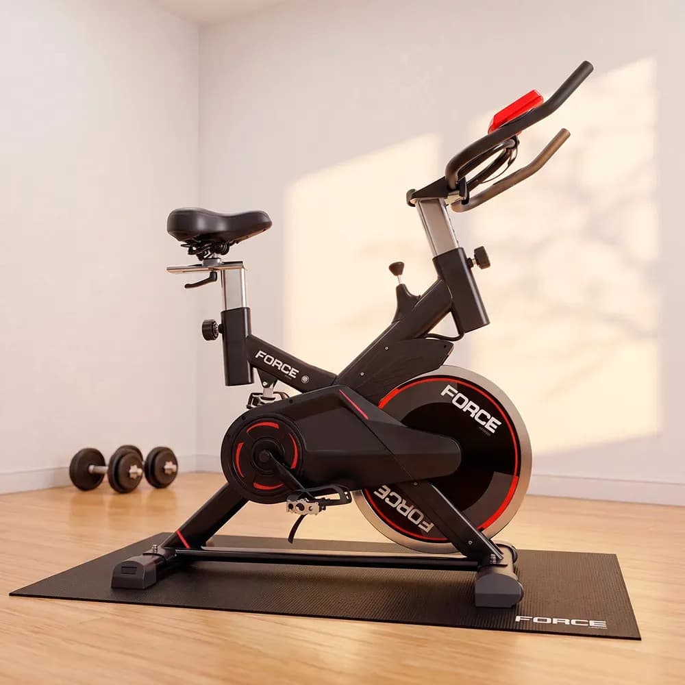 Bicicleta Fija De Spinning Force By Gadnic Disco De Inercia 18 Kg Con Amortiguador Display LCD