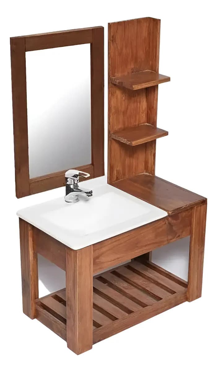 Combo Vanitory Colgante 70cm + Estante + Espejo Nórdico