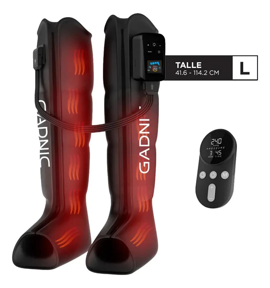 Botas Presoterapia Gadnic Recuperación Muscular 5 Modos Masaje Presión 30 a 240 mmHg Batería 3200 mAh Talle L