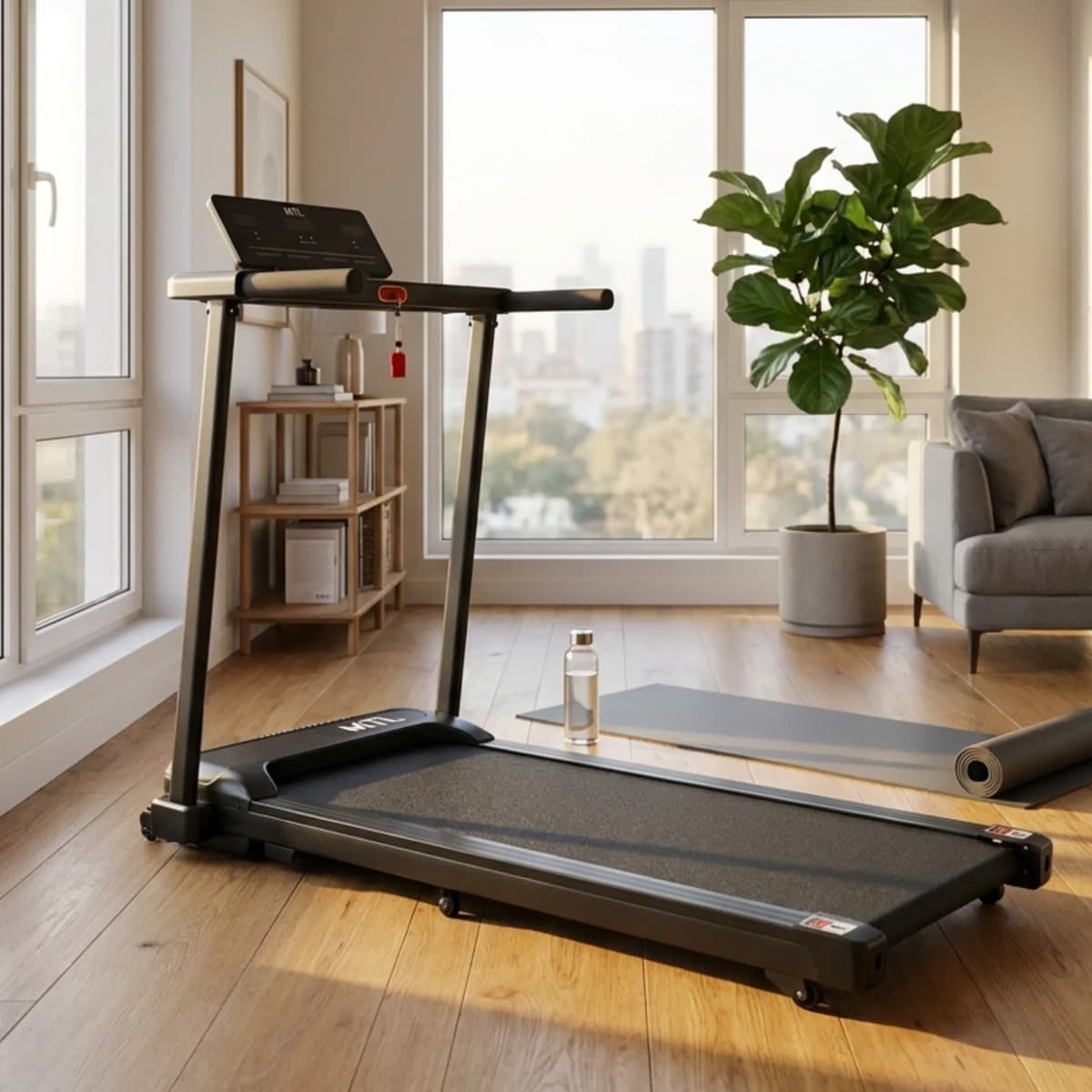 Cinta Caminadora Mtl Electrica Plegable 10kmh Luz Led Negro