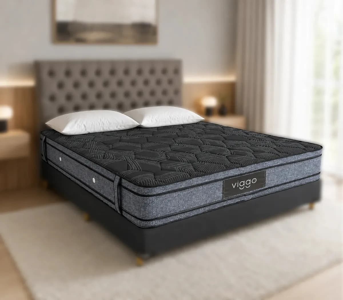 Colchón Viggo Magnum 140x190 Cm Alta Densidad 300 Kg Negro