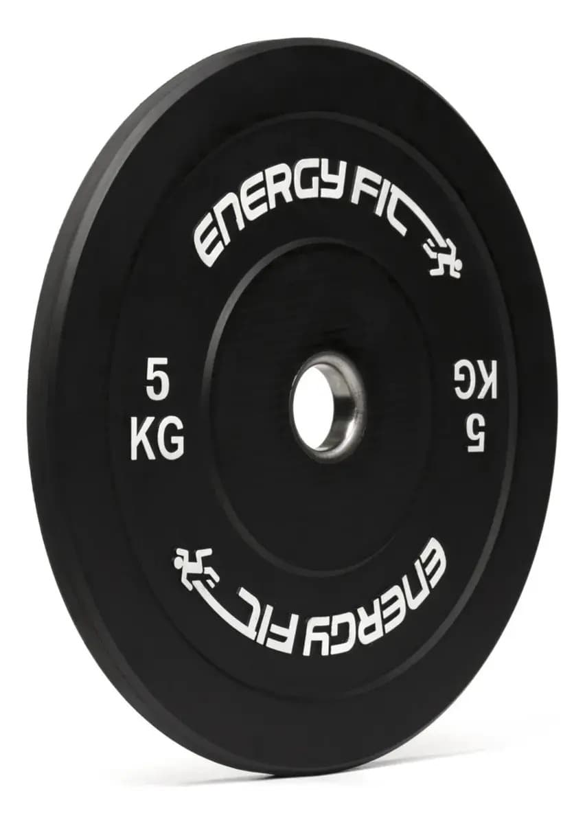 Disco Bumper Olimpico 5 Kg Goma Premium Virgen Iwf Standard Negro