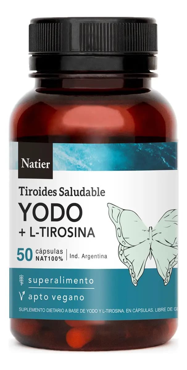 Yodo + L - Tirosina Tiroides Saludables Natier Capsulas X 50 Sabor Sin Sabor