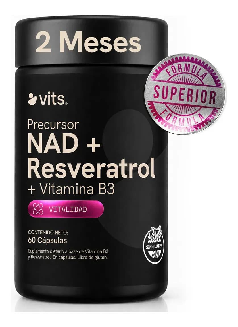 Nad + Resveratrol De Alta Potencia - 60 Cápsulas Suministro Para 2 Meses Vitamina B3 Nicotinamida Ribosa + Trans-resveratrol - Suplemento Para Enjevecimiento Saludable Y Máxima Vitalidad Sin Sabor