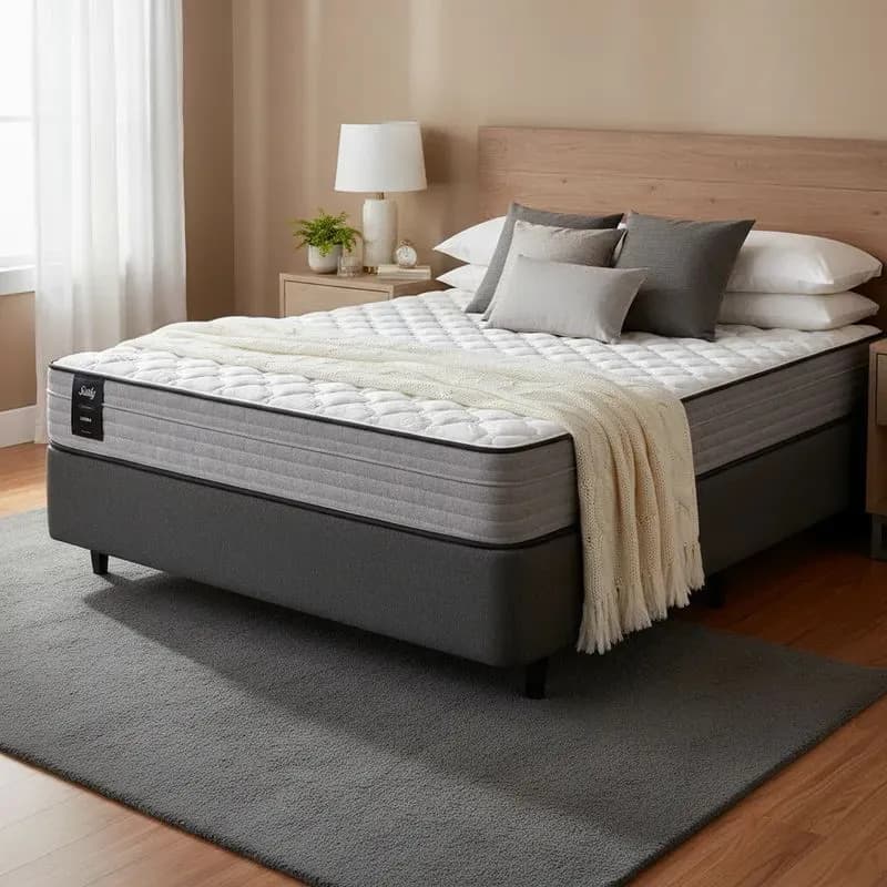 Sommier Y Colchon 2 Plazas (140x190) Sealy Linen Gris