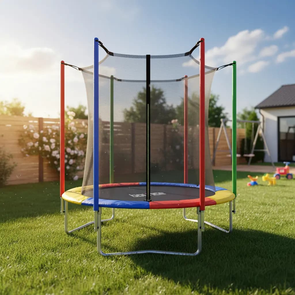 Cama Elástica Bounce Ce06ft 1.85m Circular Con Red Lona de salto Negro Cobertor de resortes Multicolor