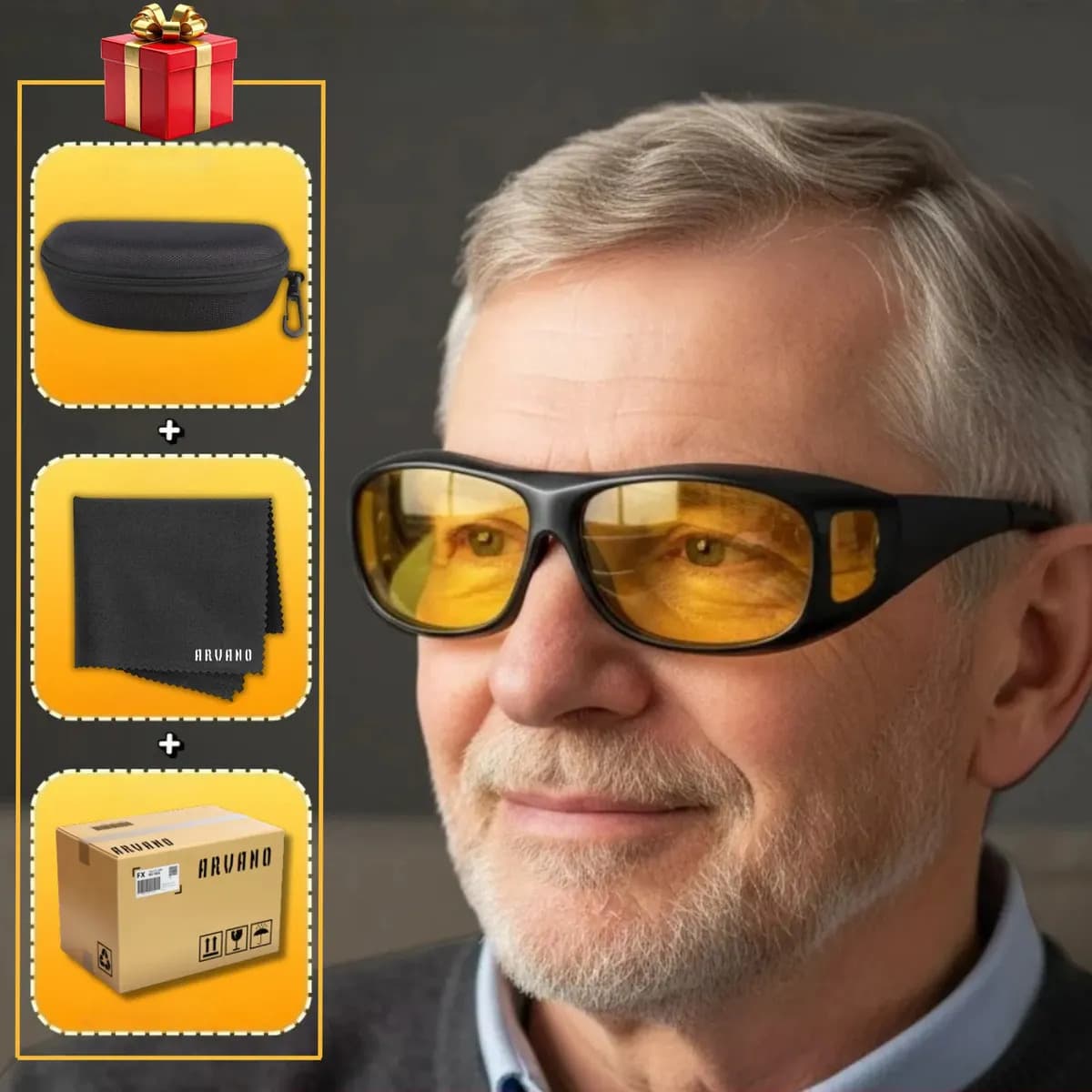 Anteojos Antiencandilantes Manejar Noche Antirreflex Arvano Amarillo