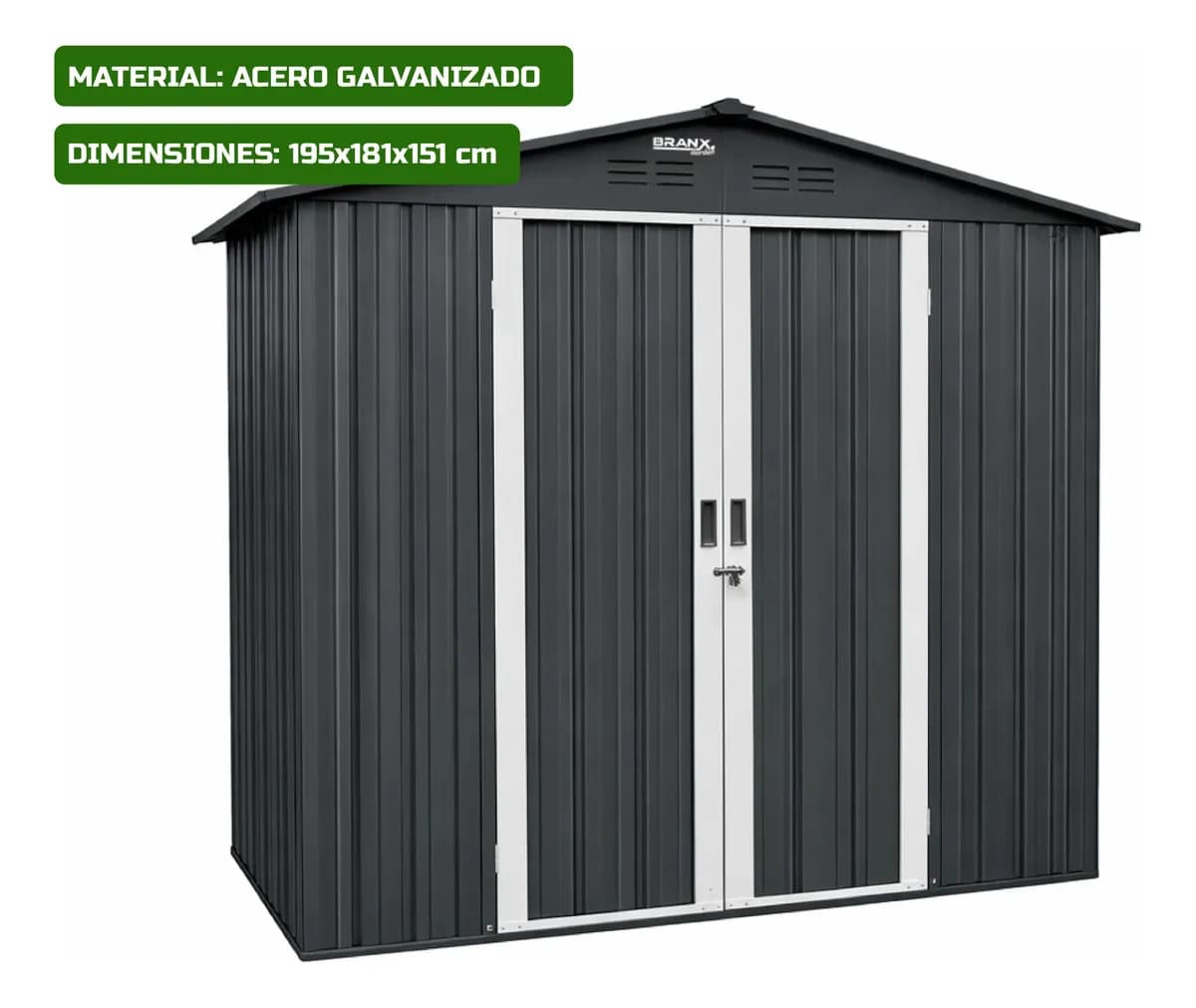 Cobertizo Branx Fortex Caseta Deposito 194x181x151 Galpon Exterior Gris Oscuro