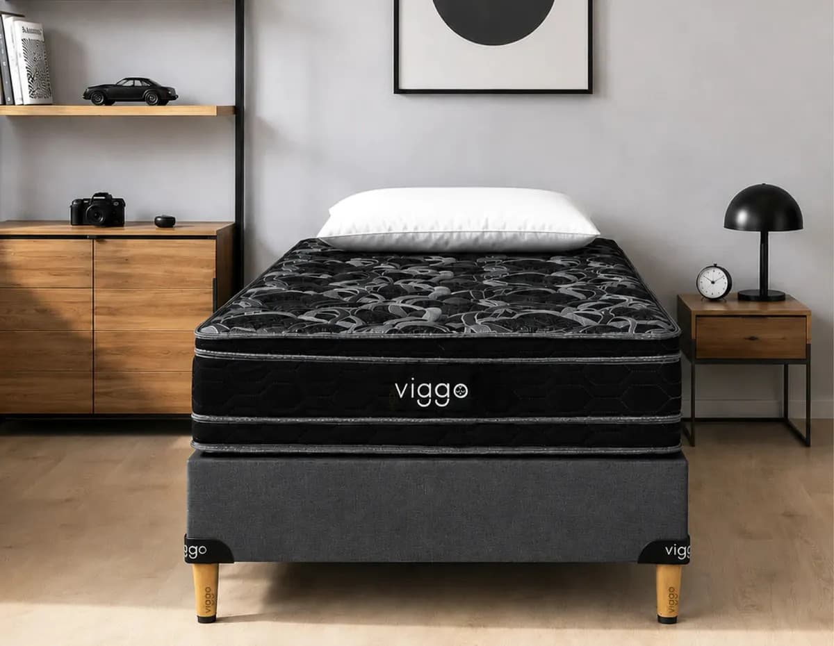 Sommier Viggo Esmeralda 100x200 Cm 130 Kg Alta Densidad Negro