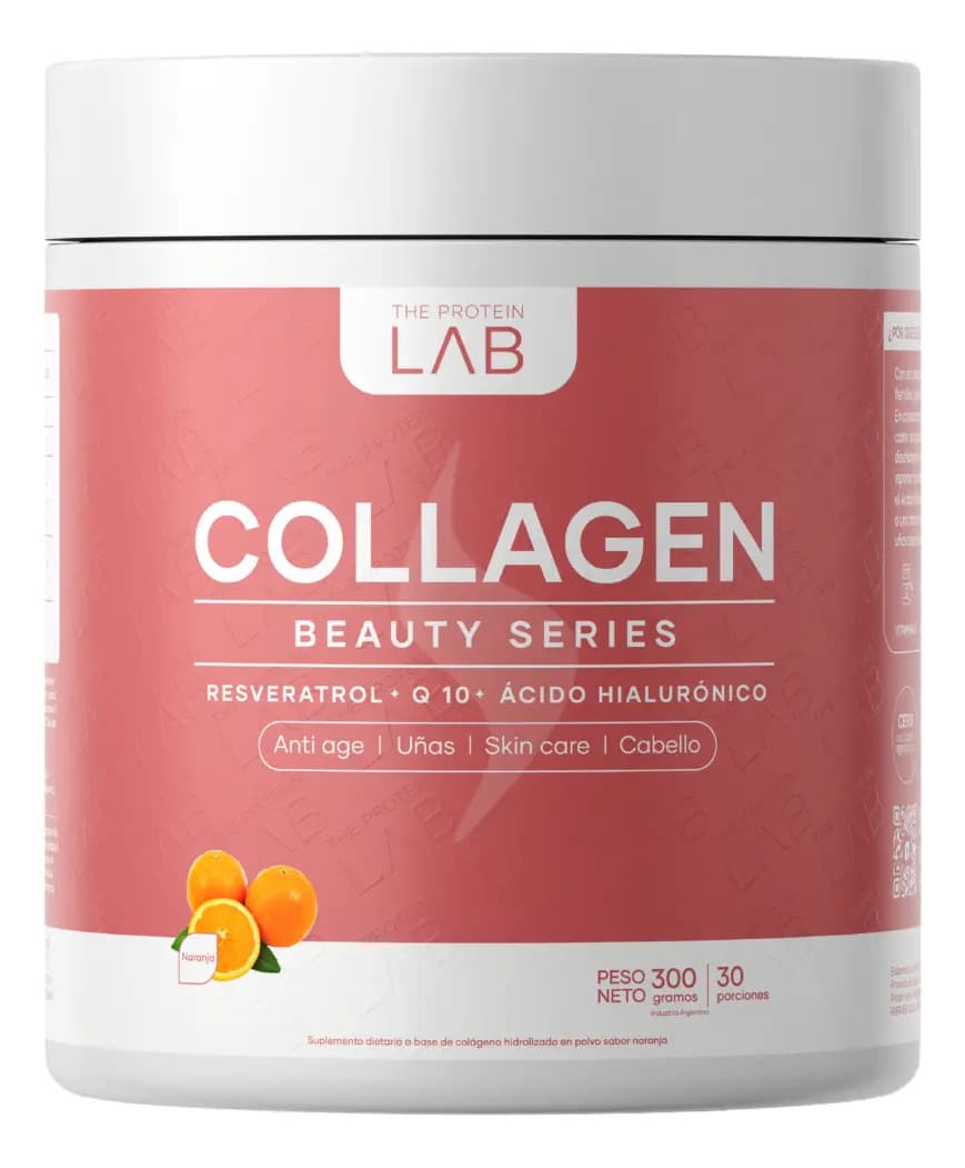 Colágeno Hidrolizado Beauty Series 300g Ácido Hialurónico Resveratrol Coq10 The Protein Lab Sabor Naranja