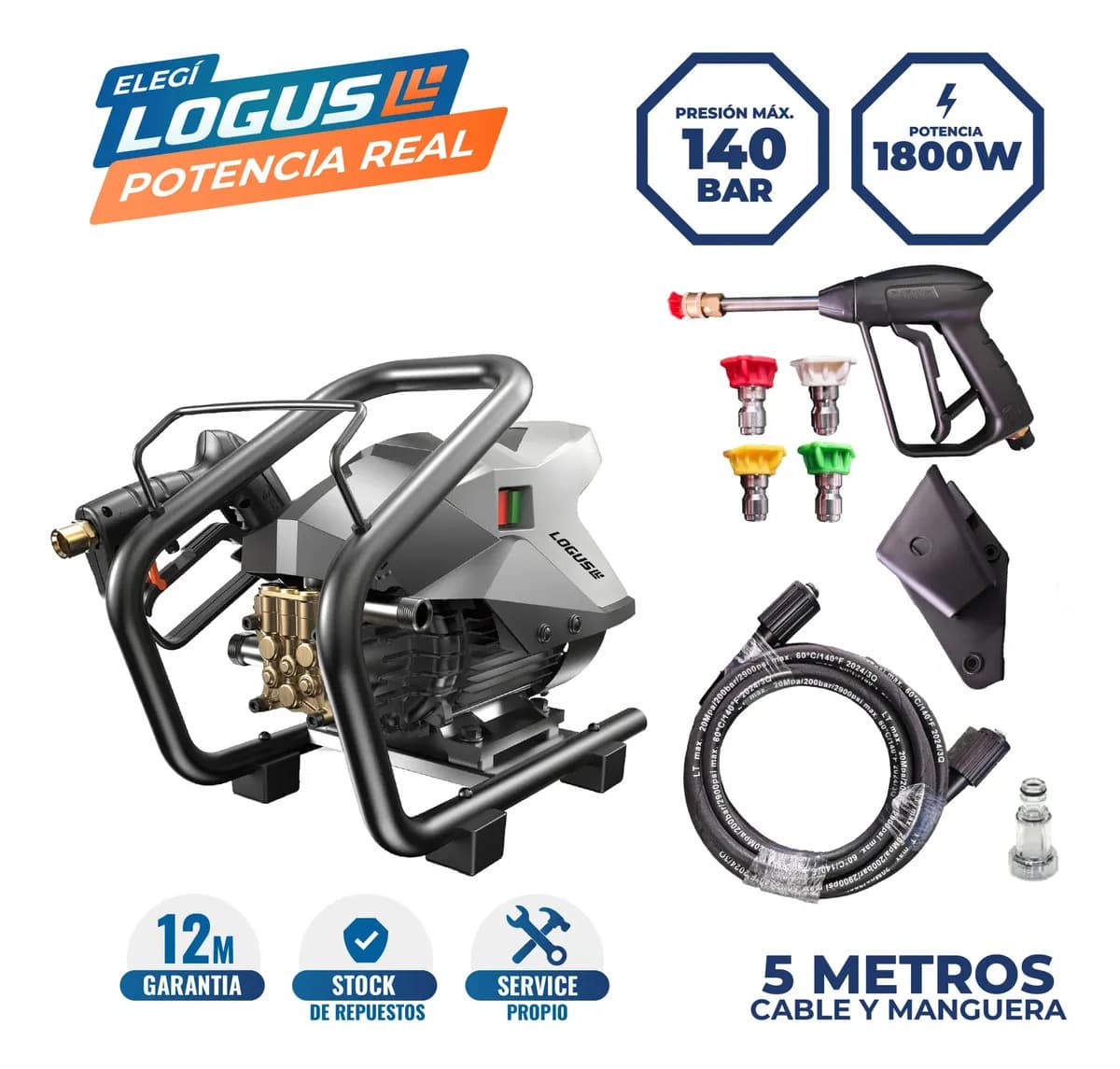 Hidrolavadora Profesional Logus 140 Bar 1800w Alta Presión