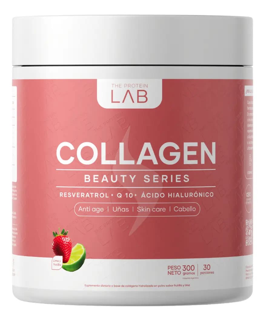 Colágeno Hidrolizado Beauty Series 300g Ácido Hialurónico Coq10 The Protein Lab Sabor Frutilla Lima