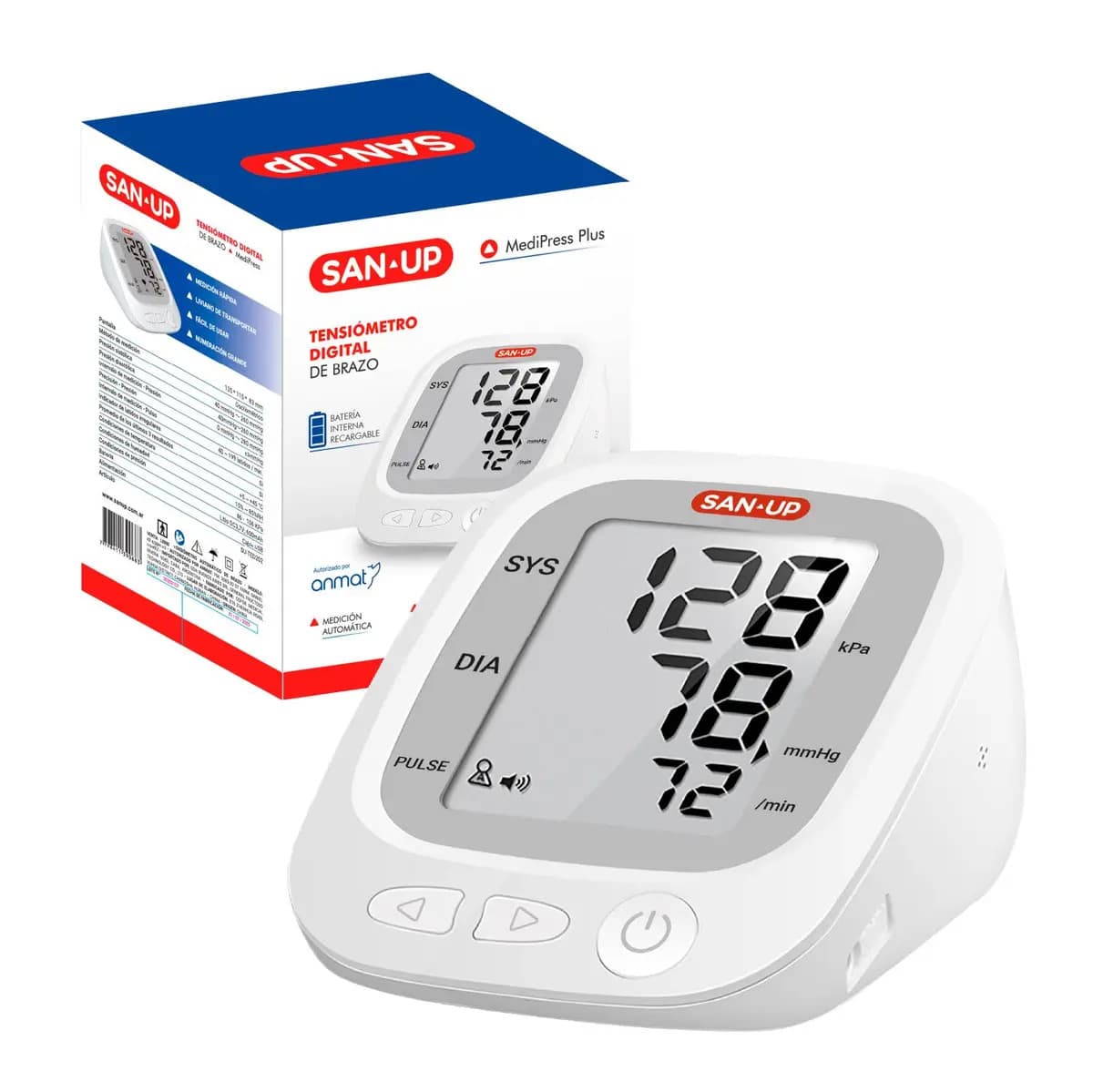 Tensiómetro Digital De Brazo San Up Batería Medipress Plus Blanco
