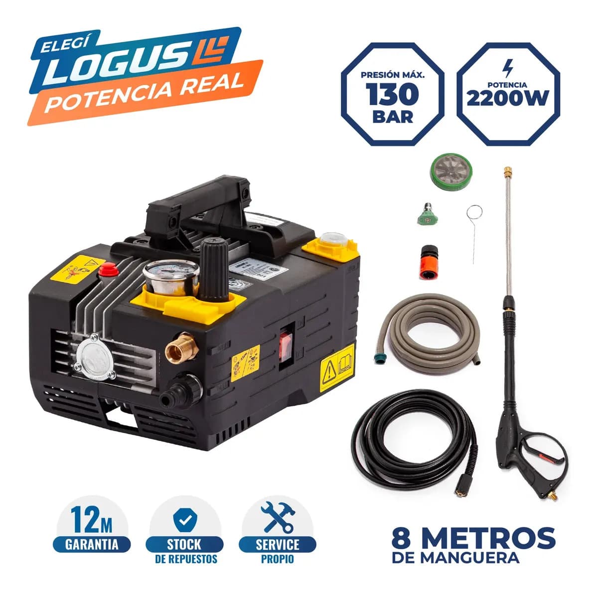 Hidrolavadora Eléctrica Logus 2200w 130 Bar De Piso Alta Presión