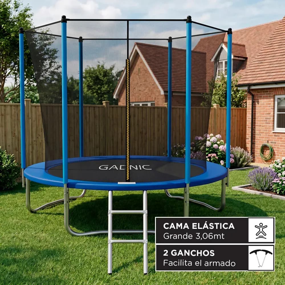 Cama Elastica Gadnic 306 cm Red Seguridad Escalera Acero Galvanizado Exterior