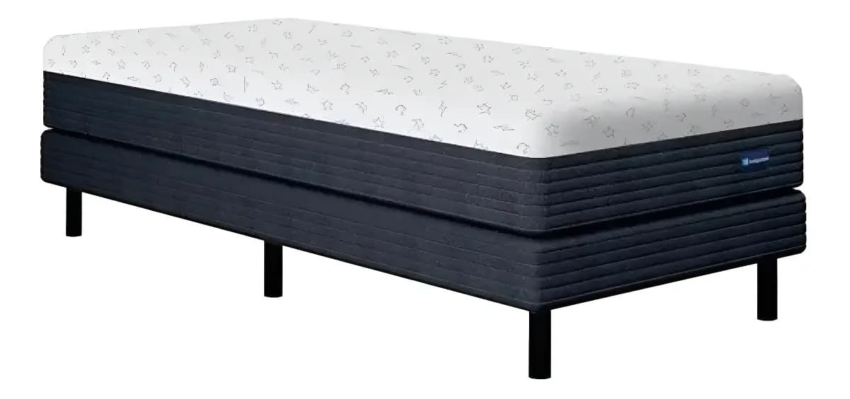 Sommier Y Colchón De Espuma En Caja La Espumería Freestyle Box De 1 1/2 Plaza 100x200 cm Color Gris Oscuro