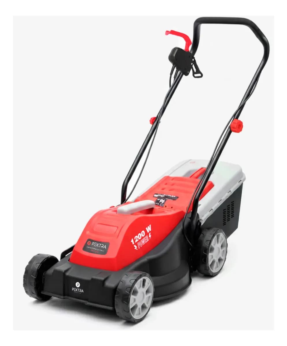 Cortadora De Pasto Eléctrica 3 Alturas 1200w Pektra + Bolsa Negro/rojo
