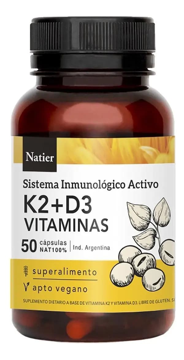 Vitamina K2 + D3 Natier Para Huesos Y Corazón En Cápsulas Neutro